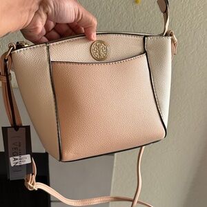 Cream and Tan Crossbody Bag